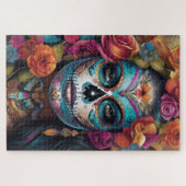 Bloemen Fiesta: Vrouw omarmt Dia de los Muertos Legpuzzel (Horizontaal)
