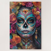Bloemen Fiesta: Vrouw omarmt Dia de los Muertos Legpuzzel (Verticaal)