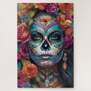 Bloemen Fiesta: Vrouw omarmt Dia de los Muertos Legpuzzel