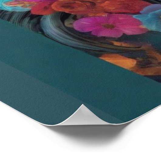 Bloemen Fiesta: Vrouw omarmt Dia de los Muertos Poster (Hoek)