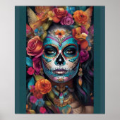 Bloemen Fiesta: Vrouw omarmt Dia de los Muertos Poster (Voorkant)