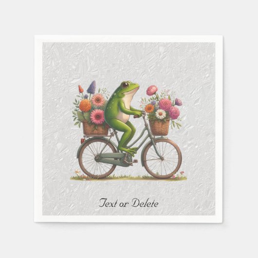 Bloemen Fiets Kikker Servetten (Voorkant)