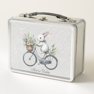 Bloemen Fiets Konijn Metalen Lunchbox