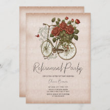  Bloemen Fiets Pensioen Party Uitnodiging
