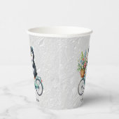 Bloemen Fiets Pinguïn Papier Cups Papieren Bekers (Rechts)