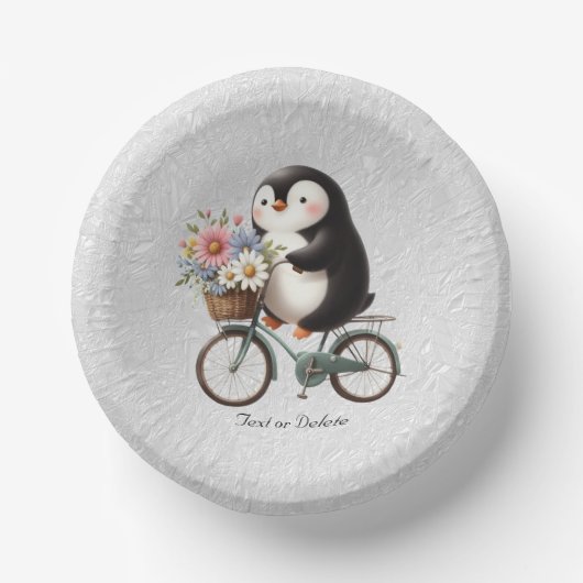 Bloemen Fiets Pinguïn Papieren kom (Voorkant)