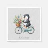 Bloemen Fiets Pinguïn servetten (Voorkant)