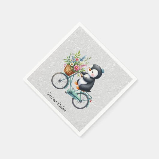 Bloemen Fiets Pinguïn servetten (Hoek)