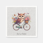 Bloemen Fiets Uil servetten (Voorkant)