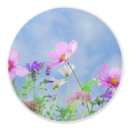  bloemen fijne kleuren keramische knop (Voorkant)