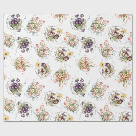  bloemen, filigraan en linten cadeaupapier (Vlak)