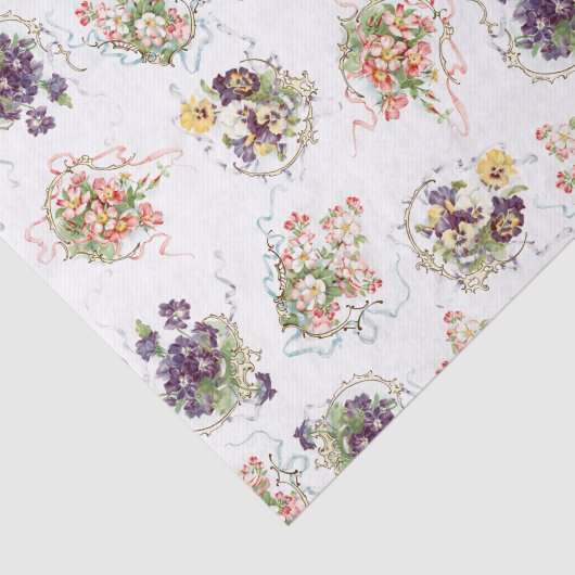 bloemen, filigraan en linten tissuepapier (Detail)