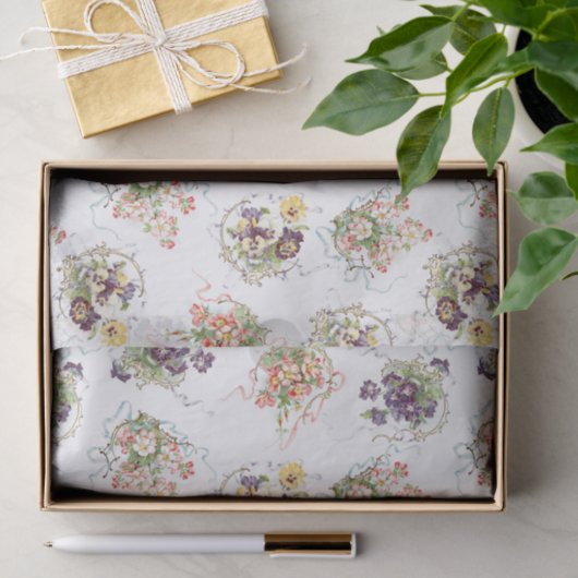  bloemen, filigraan en linten tissuepapier (Geschenk)