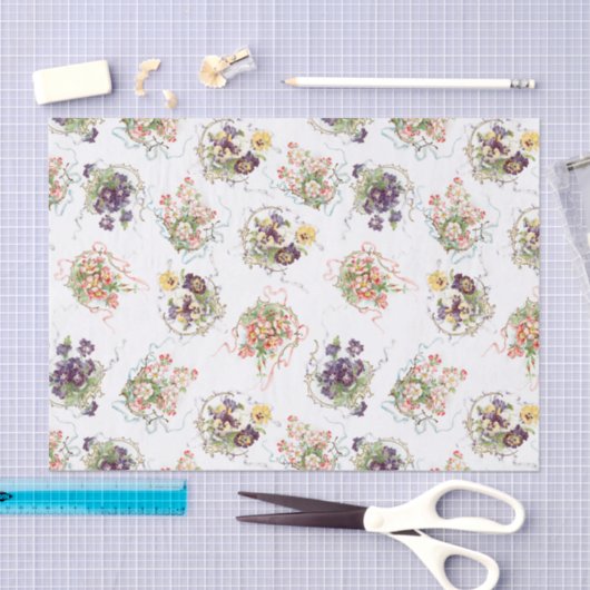  bloemen, filigraan en linten tissuepapier (Craft)