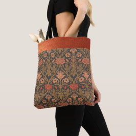 Bloemen FireBrick W.Morris Patroon Tote Bag