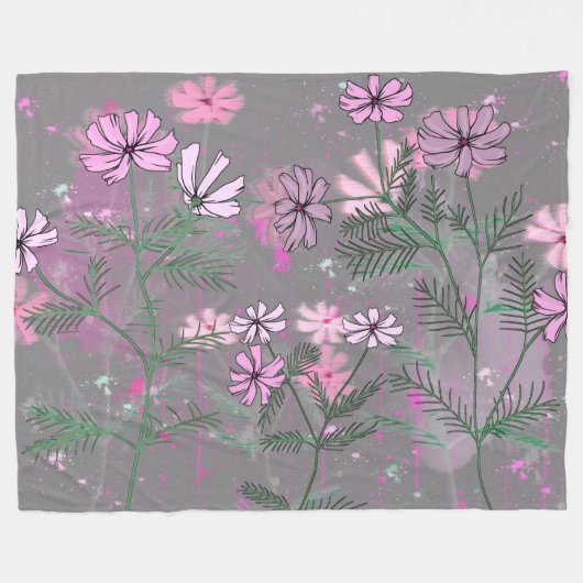 Bloemen Fleece Deken (Voorkant (Horizontaal))