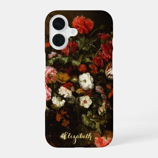 Bloemen  Floral Art Stylish Monogramed iPhone 16 Hoesje (Achterkant)