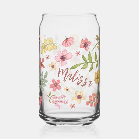 Bloemen Floral Boho botanische Schattigee naam Blikvorm Glas (Voorkant)