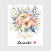 Bloemen Floral Design Custom Name Sticker (Vel)
