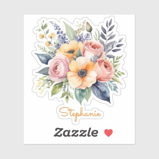  Bloemen Floral Design Custom Name Sticker (Vel)