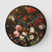  bloemen Floral Fine Art Home Kantoor Decor Ronde Klok (Voorkant)