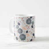 Bloemen Floral Gray Blue Peach Koffiemok (Voorkant links)