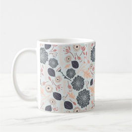 Bloemen Floral Gray Blue Peach Koffiemok