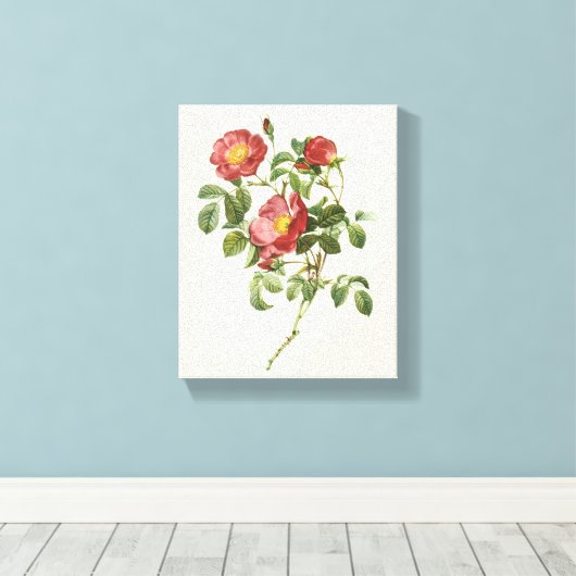 bloemen Floral Red Rose of Love van Redoute Canvas Afdruk (Insitu (Houten vloer))