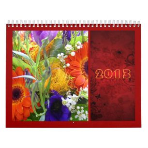 Bloemen florale bouquet rode elegant kalender