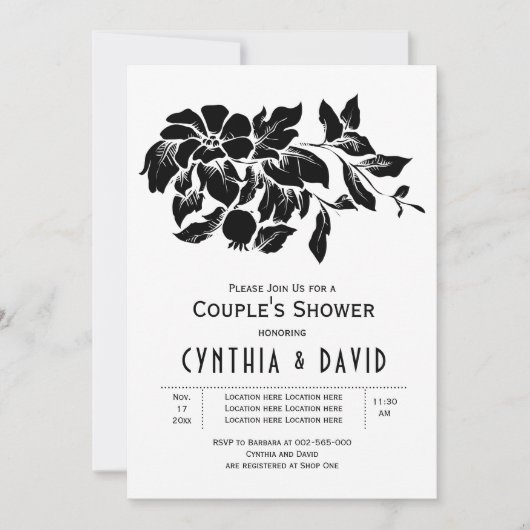  bloemen florale trouwparen douchen kaart (Voorkant)