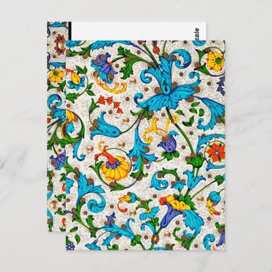 BLOEMEN FLORENTIJNSE RENAISSANCE BLAUWE KRULLEN, B BRIEFKAART (Voorkant / Achterkant)