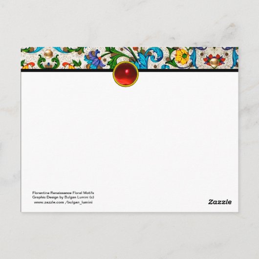 BLOEMEN FLORENTIJNSE RENAISSANCE BLAUWE KRULLEN, B BRIEFKAART (Achterkant)