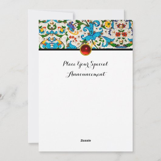 BLOEMEN FLORENTIJNSE RENAISSANCE BLAUWE KRULLEN, B FEESTDAGENKAART (Achterkant)