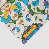 BLOEMEN FLORENTIJNSE RENAISSANCE BLAUWE KRULLEN, B TISSUEPAPIER (Detail)