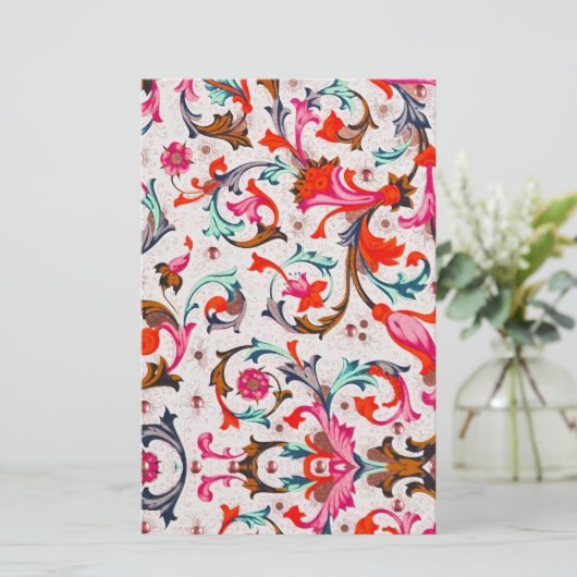 BLOEMEN FLORENTIJNSE RENAISSANCE RODE BLOEMENKRULL BRIEFPAPIER (Staand voorkant)