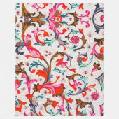 BLOEMEN FLORENTIJNSE RENAISSANCE RODE BLOEMENKRULL FLEECE DEKEN (Voorkant)