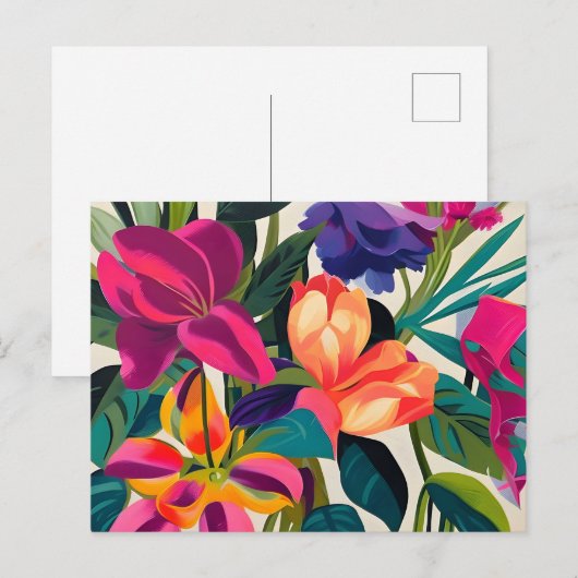 Bloemen fluitend botanisch briefkaart (Voorkant / Achterkant)