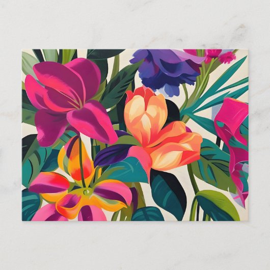 Bloemen fluitend botanisch briefkaart (Voorkant)