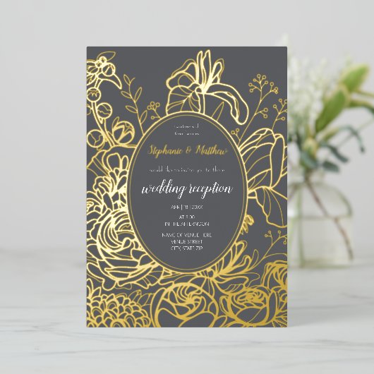 Bloemen Folie Uitnodiging (Staand Voorkant)