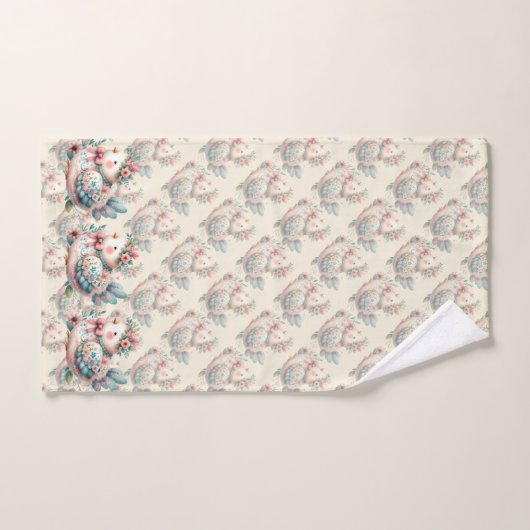 Bloemen Folk Vogel met Pastel Boho Charm Bad Handdoek (Handdoek)