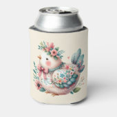 Bloemen Folk Vogel met Pastel Boho Charm Blikjeskoeler (Blikje Achterkant)