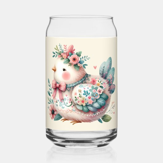 Bloemen Folk Vogel met Pastel Boho Charm Blikvorm Glas (Voorkant)