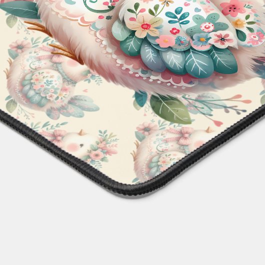 Bloemen Folk Vogel met Pastel Boho Charm Bureaumat (Hoek)