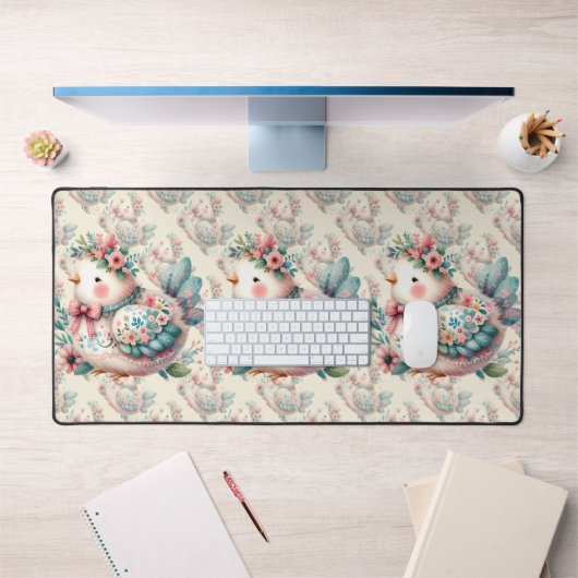 Bloemen Folk Vogel met Pastel Boho Charm Bureaumat (Kantoor 1)