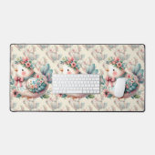 Bloemen Folk Vogel met Pastel Boho Charm Bureaumat (Keyboard & Muis)