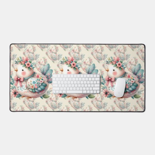 Bloemen Folk Vogel met Pastel Boho Charm Bureaumat (Keyboard & Muis)