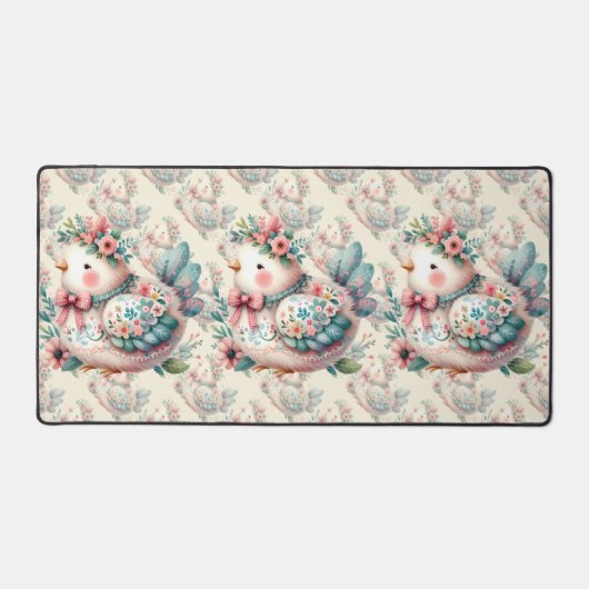 Bloemen Folk Vogel met Pastel Boho Charm Bureaumat (Voorkant)