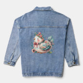 Bloemen Folk Vogel met Pastel Boho Charm Denim Jacket (Achterkant)