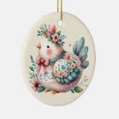 Bloemen Folk Vogel met Pastel Boho Charm Keramisch Ornament (Rechts)