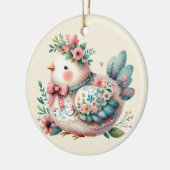 Bloemen Folk Vogel met Pastel Boho Charm Keramisch Ornament (Links)